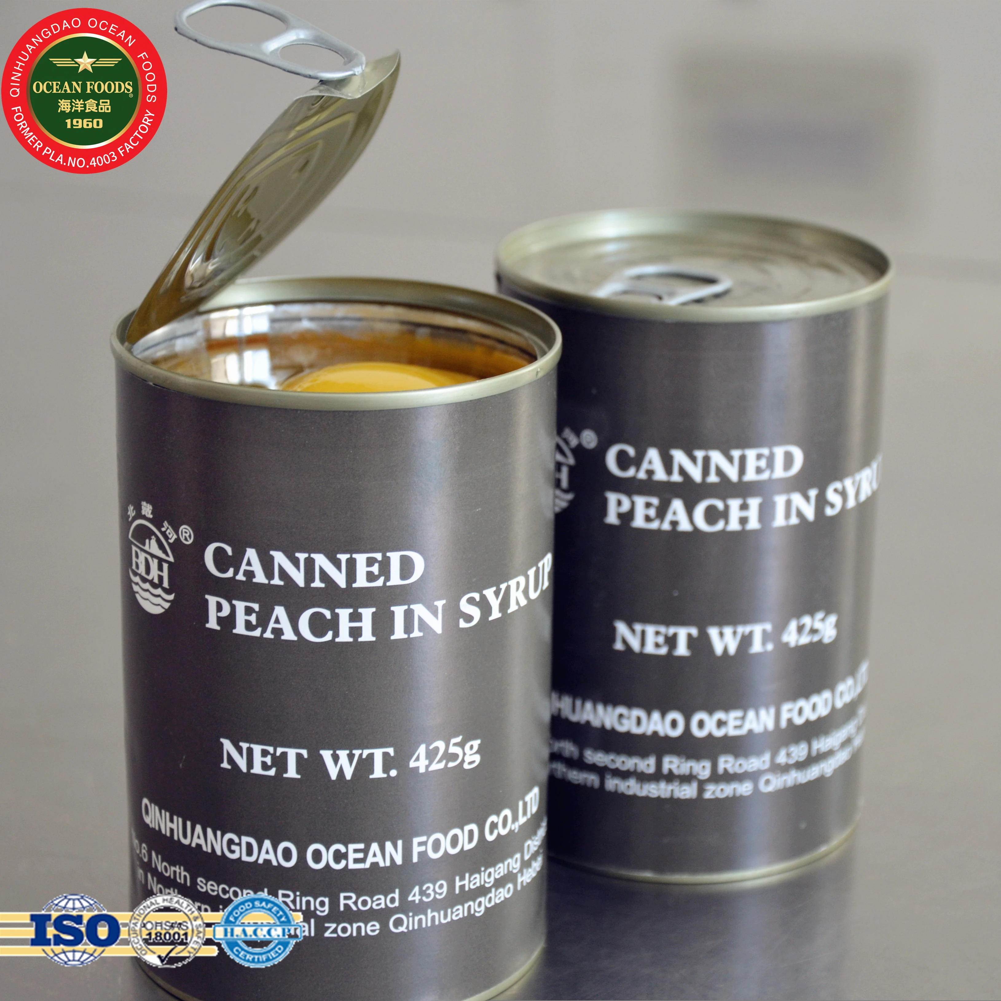 Soft and sweet yellow peach canned fruit tin pack