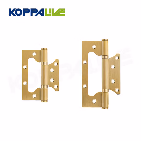 Koppalive Custom 4/5 Inch Gold Brass Butterfly Hinges Korea Bathroom Bedroom Pivot Door Hinge for Wooden Door