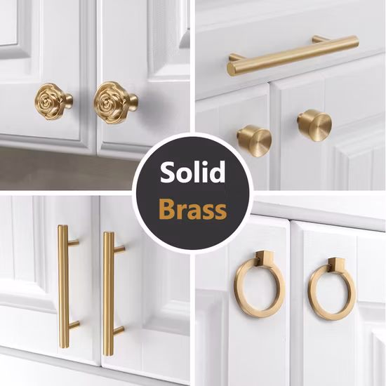 Import Koppalive Modern Luxury Solid Brass Furniture Cupboard Drawer Pull Knob Brushed Gold Kitchen Cabinet Door Handle from China