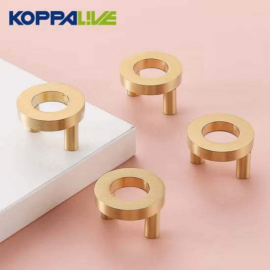 Koppalive Nordic Luxury Wardrobe Round Brass Knob Modern Circle Ring Gold Copper Drawer Pulls Cabinet Door Handle