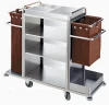 Stainless steel housekeeping cleaning cart with canvas bag