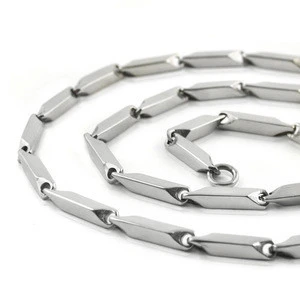 Stainless steel rhombus link chain necklace ingot chain bar chain for man