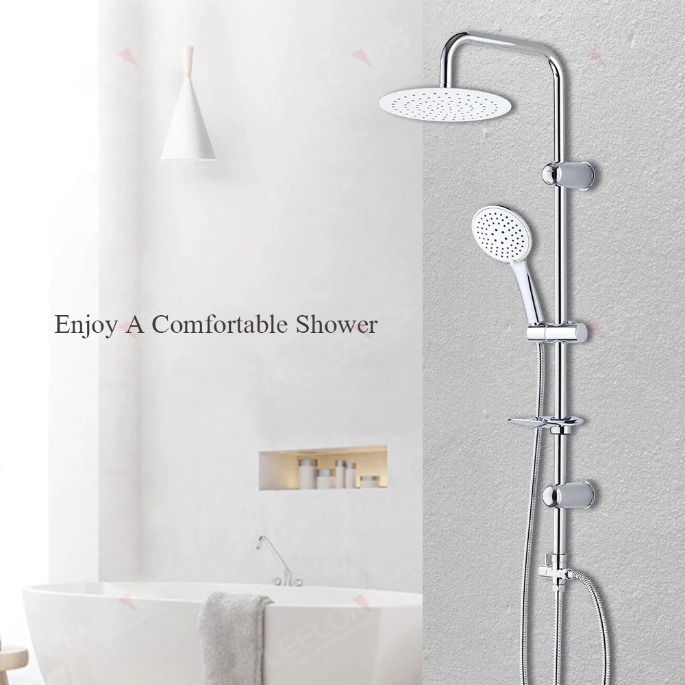 Stainless Steel White Showering Rain Shower Set With Ultra-thin Shower Heads