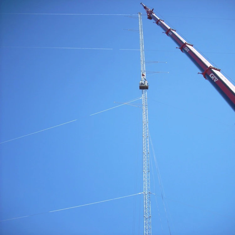 Steel Tube Mast Telecommunication Galvanized Triangular Microwave Antenna 5g Guyed Tower