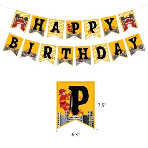 Stone New Original Design 31pcs Firefighter Birthday Decorations Supplies Banner Pom Poms Cupcake Toppers Balloons Set