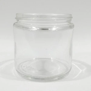 Straight Side Round Wide Neck Glass Ergo Jar with Black Plastic Screw Lid Food Storage Package Orange Marmalade Stash Jar