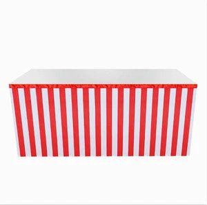Striped Table Skirt, Red/White, 31.5 x 108.26Inches 9FT  decorative table skirts