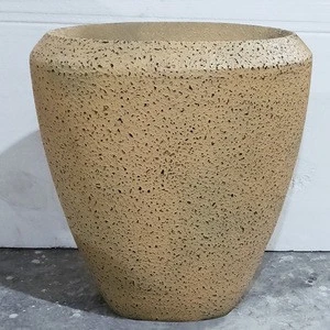 Succulent Plant Pot Fiberglass Artificial Round Yellow Clay Finish Sandstone Pot for Home and Garden Decoration