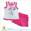 summer fashion clothes set for toddler children girl 2pcs clothing set red tops and 100% cotton shorts