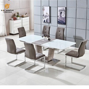 Super heat sale White Italian MDF tempered glass dining room sets