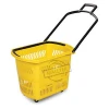 Supermarket Plastic Shopping Baskets With ABS Plastic Handles And Wheels