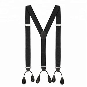 Suspender for Men Y-Back Genuine Leather Trimmed Button End Tuxedo Suspenders Many colors and designs