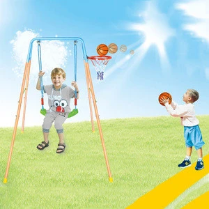 Swings toy - outdoor single children swings with basketball hoop