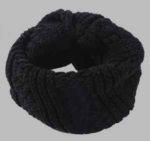 SZPLH Black Cable Hand Knitted Round Cashmere Scarf Shawl