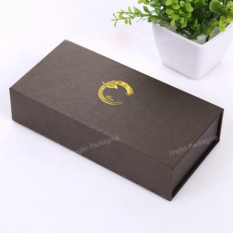 Tea Packaging Box Book Shaped Cosmetics Health Products Paper Gift Box with Customised Gold Stamping Logo
