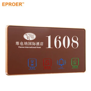 Tempered Glass Board Door Plaque Digital Hotel Room Number Plate With DND Do Not Disturb LED Sign