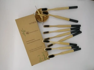 Ten pieces of Biodegradable carbon Bamboo toothbrushes with Ecological Organic Custom Trademark