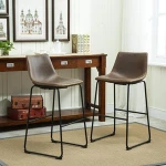 (TERRY-BL) Lotusville Vintage PU Leather Counter Height Bar Stools