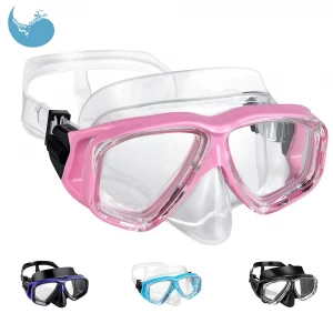 top quality tempered glass lens silicone swimming scuba diving goggles snorkeling gear snorkel mask