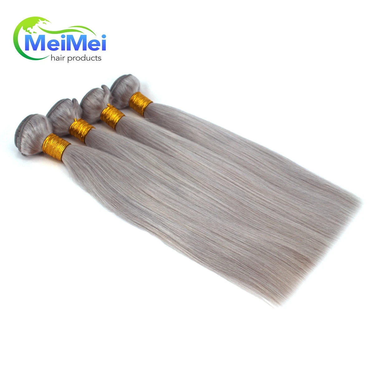 Top Silver Bundles With Closure Grey virgin raw  Human Hair extensions Weaving For Braiding