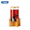 TQVAI Fashion Party Glassware Water Jug Juice Container Airtight Drink Water Dispensers with Wooden Lid and Metal Handle