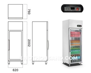 TT-BC366H 620MM Single Glass Door Upright Commercial Display Freezer