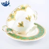 Two Ears Double Handle Ceramic Tea Set Porcelain Bone China Cup and Saucer