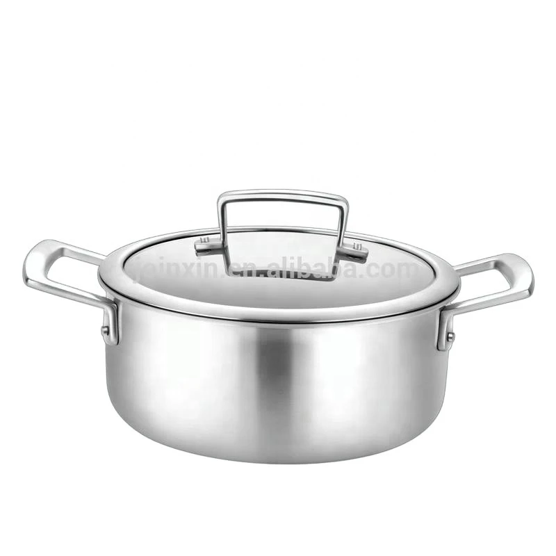 Two Handle Restaurant Cooking Pot Titanium Saucepan Pure Easy Heat Conduction 20cm Cookware Sets Eco-friendly Stocked Metal
