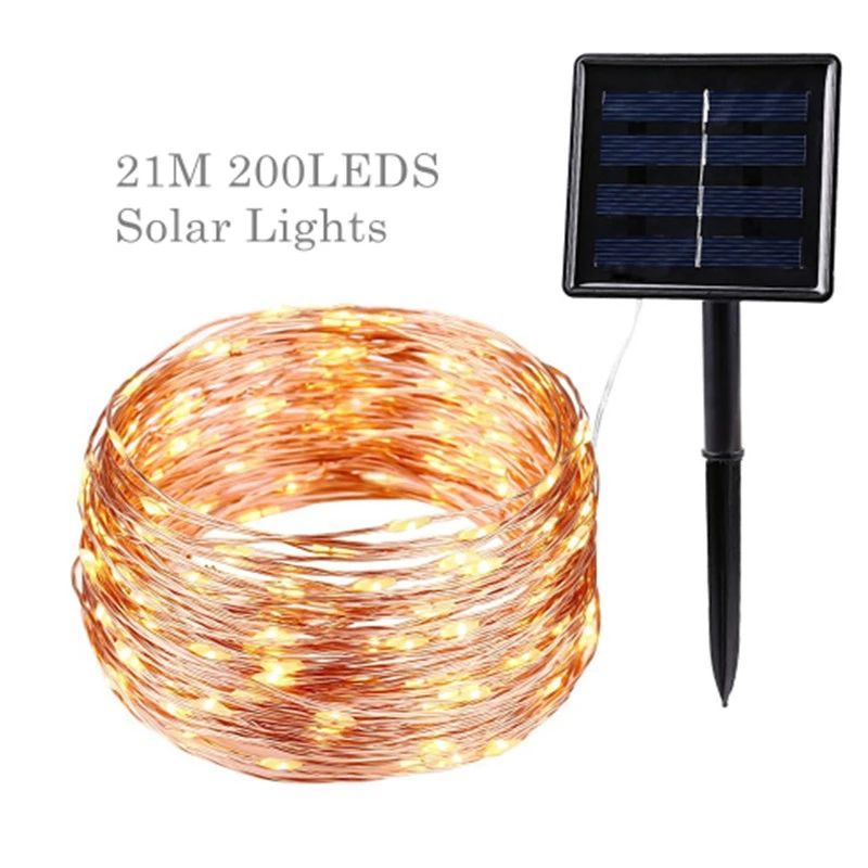 Waterproof Solar Christmas Copper Wire Led String Lamp Outdoor Garden Light
