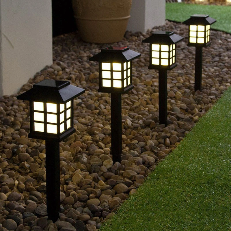 Waterproof Solar Powered LED Post Lighthouse Light Outdoor Lighting House Room Shape Vintage Style Garden Yard Patio Path Lamps