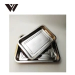 Weldon Cheap Stainless Steel Mirror Dinner Buffet Bbq Baking Rectangular Meat Food Serving Tray