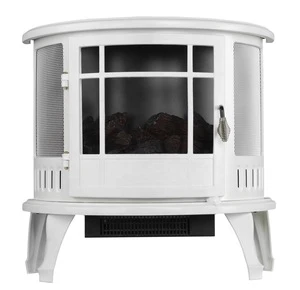 White color electric stove with carbon log decoration