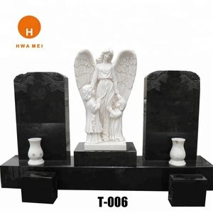 White Marble Monument Tombstone And Angel Design Headstone for Graveyard