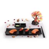 Wholesale 100% melamine black sashimi sushi serving dish plate set dinnerware for japanese korean restaurant