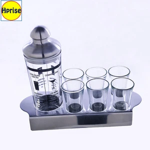 Wholesale Bar Stainless Steel Drink Martini Glass Cocktail Shaker Set with Stand