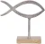 Import Wholesale Christian Fish Figurine Metal & Wood Ichthys Symbol Christian Fish Communion Gift with natural wood stand handmade from China