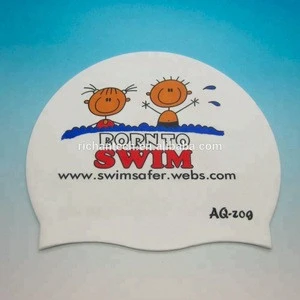 Wholesale colorful logo printed silicone cool customized school swimming cap