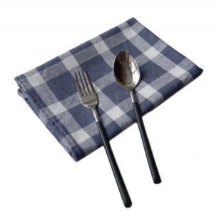 Wholesale cotton plaid stripe printed table dinner napkins cloth  for restaurant