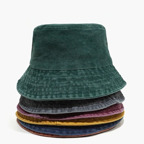 Wholesale Custom Cowboy Bucket Hat Vintage Retro Cotton Washed Fisherman Hat Unisex Blank Plain Custom Distressed Bucket Hat