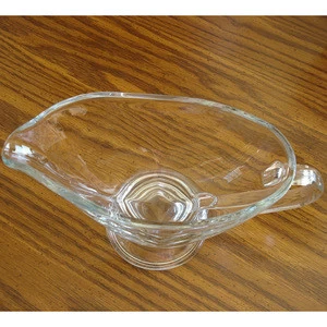 Wholesale Customize Large 10 oz Restaurants Clear Coupe Shaped Glass Gravy Sauce Boat