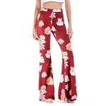 Wholesale Floral High Waist Trousers Casual Wide Leg Women Flare Pants