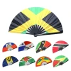 Wholesale Folding Hand Fan National Country Flag Bamboo Jamaica Held Fan for Carnival Personalized Flag Hand Fans