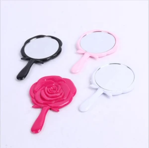 Wholesale Handheld Mirror Rose Flower Portable Private Label Handle Makeup Mirror