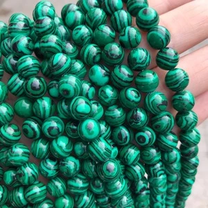 Wholesale High Quality Polished Loose Round Stone Beads Green Artificial Synthetic Malachite Bead for Jewelry Making