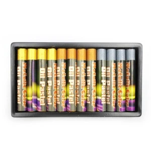 Wholesale kids pigment colour wax crayon 12 colors metallic cheap oil pastel set