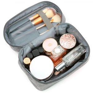 Wholesale Makeup Organizer Storage Box Vanity Bag Cosmetic Bag Waterproof  Stand Up Canvas Makeup Bag