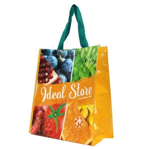wholesale manufacturer customized 120gsm reusable PP Laminated  Woven supermarket shopping Tote Bag