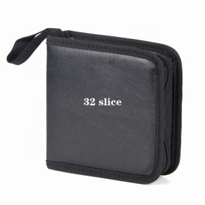 Wholesale PU leather black zipper CD bags 32 CD Holder