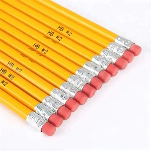 Wholesale standard natural black hb wooden pencil with eraser