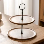 Wholesale Storage holders racks kitchen Multi layer circular bamboo dessert fruit snack cupcake display rack